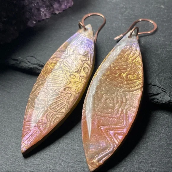 Pink and Orange Sunset Tribal Painted
Surfboard Boho Earrings - Picture 9 of 14